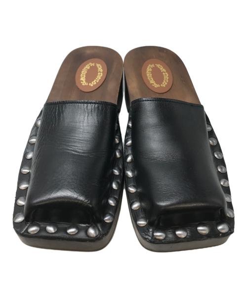 Acne studios（アクネ ストゥディオス）ACNE STUDIOS (アクネ ストゥディオス) レザーウッドクロッグ サンダル ブラウン サイズ:37の古着・服飾アイテム