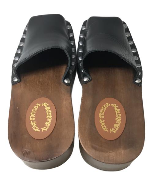 Acne studios（アクネ ストゥディオス）ACNE STUDIOS (アクネ ストゥディオス) レザーウッドクロッグ サンダル ブラウン サイズ:37の古着・服飾アイテム