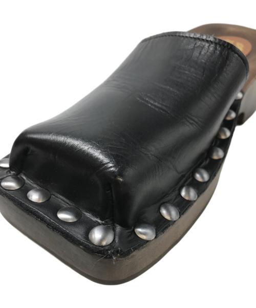 Acne studios（アクネ ストゥディオス）ACNE STUDIOS (アクネ ストゥディオス) レザーウッドクロッグ サンダル ブラウン サイズ:37の古着・服飾アイテム