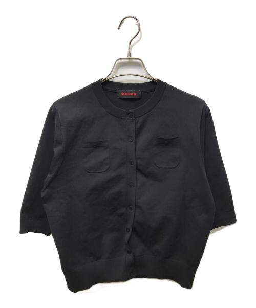 CABAN（キャバン）CABaN (キャバン) ファインポリエステル ハーフスリーブポケットカーディガン ブラック サイズ:Sの古着・服飾アイテム
