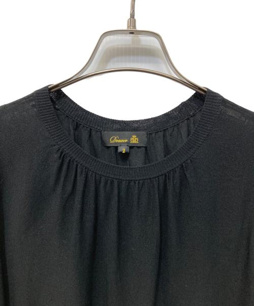 DRAWER（ドゥロワー）DRAWER (ドゥロワー) テンジク ギャザー ノースリーブニット ブラック サイズ:2の古着・服飾アイテム