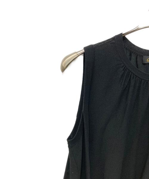 DRAWER（ドゥロワー）DRAWER (ドゥロワー) テンジク ギャザー ノースリーブニット ブラック サイズ:2の古着・服飾アイテム