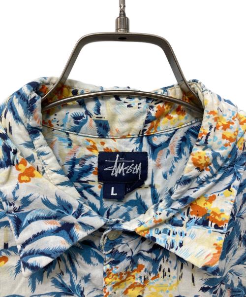 stussy（ステューシー）stussy (ステューシー) アロハシャツ ホワイト×ブルー サイズ:Lの古着・服飾アイテム