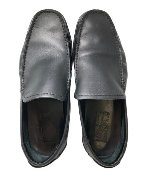 Salvatore Ferragamo（サルヴァトーレ フェラガモ）Salvatore Ferragamo (サルヴァトーレ フェラガモ) レザーデッキシューズ ブラック サイズ:7 1/2の古着・服飾アイテム