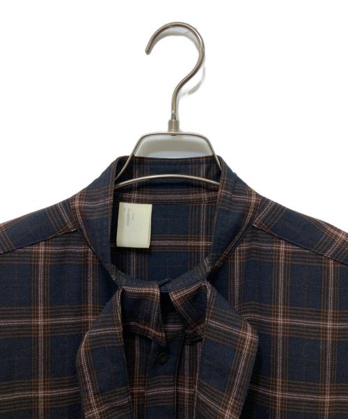 N.HOOLYWOOD（エヌ ハリウッド）N.HOOLYWOOD (エヌ ハリウッド) L/S SHIRT ネイビー×ブラウン サイズ:42の古着・服飾アイテム