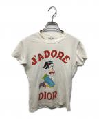 Christian Diorクリスチャン ディオール）の古着「J'ADORE フロント 人形 プリント クルーネック半袖Tシャツ」｜ホワイト