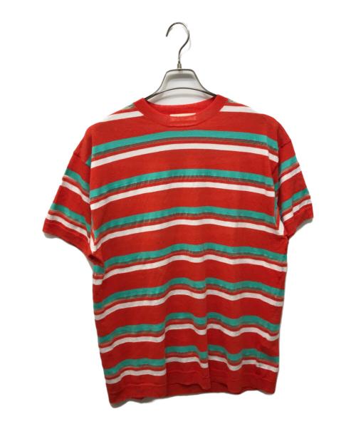 THE SHINZONE（ザ シンゾーン）THE SHINZONE (ザ シンゾーン) MULTI STRIPED CREW NECK KNIT レッド×グリーン サイズ:F0の古着・服飾アイテム