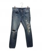 Saint Laurent Parisサンローランパリ）の古着「ダメージスリムデニムパンツ」｜インディゴ