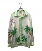 CASABLANCAカサブランカ）の古着「テニスクラブシルクシャツ」｜黄緑