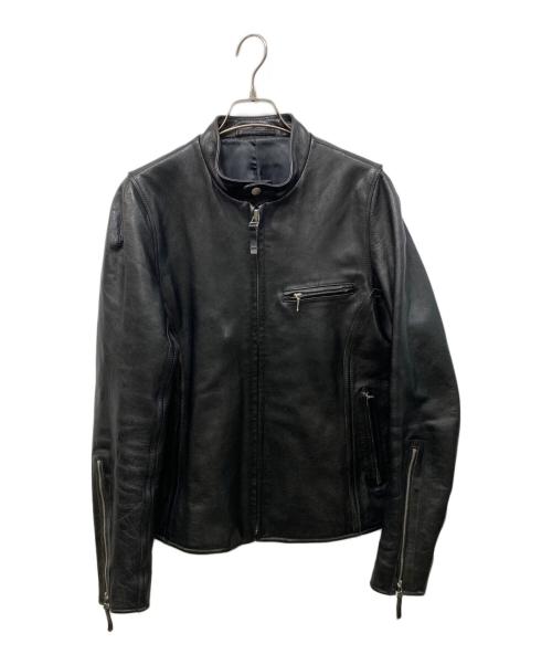 HELMUT LANG（ヘルムートラング）HELMUT LANG (ヘルムートラング) ゴートレザーシングルライダースジャケット ブラック サイズ:36の古着・服飾アイテム