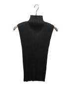 PLEATS PLEASEプリーツプリーズ）の古着「プリーツ ハイネック ノースリーブ トップス」｜ブラック