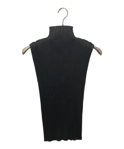 PLEATS PLEASE（プリーツプリーズ）PLEATS PLEASE (プリーツプリーズ) プリーツ ハイネック ノースリーブ トップス ブラック サイズ:3の古着・服飾アイテム