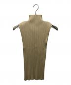 PLEATS PLEASEプリーツプリーズ）の古着「プリーツノースリーブカットソー」｜ベージュ