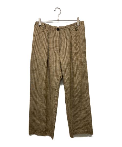 Acne studios（アクネ ストゥディオス）Acne studios (アクネ ストゥディオス) ブラウン チェック トラウザーズパンツ ベージュ サイズ:40の古着・服飾アイテム