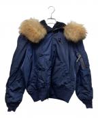 MADISON BLUEマディソンブルー）の古着「ラクーンファー付 N-2B フライトジャケット」｜ネイビー