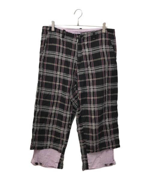 Y's（ワイズ）Y's (ワイズ) チェックイージーワイドパンツ ブラック×パープル サイズ:2の古着・服飾アイテム