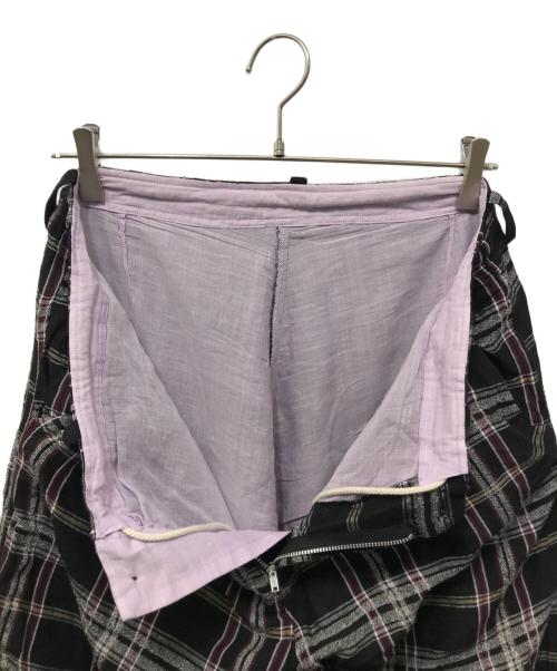 Y's（ワイズ）Y's (ワイズ) チェックイージーワイドパンツ ブラック×パープル サイズ:2の古着・服飾アイテム