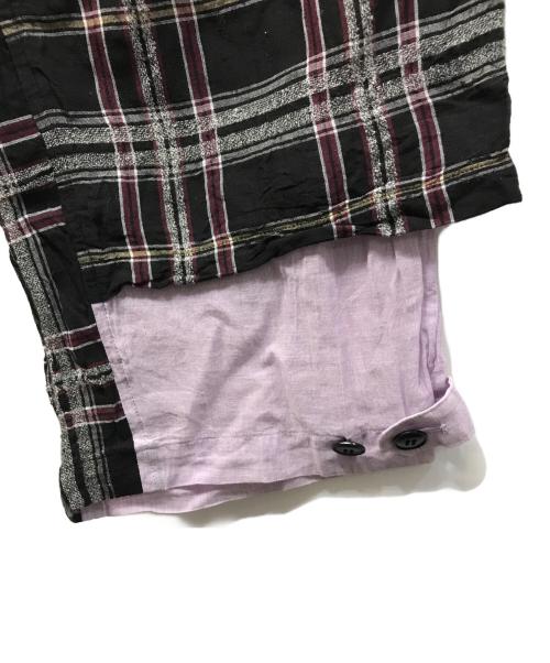 Y's（ワイズ）Y's (ワイズ) チェックイージーワイドパンツ ブラック×パープル サイズ:2の古着・服飾アイテム