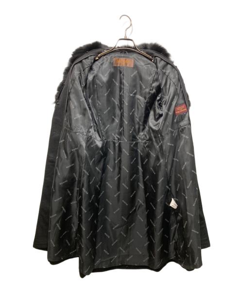 BALMAIN（バルマン）BALMAIN (バルマン) フォックスファー付カシミヤベルテッドコート ブラック サイズ:9の古着・服飾アイテム