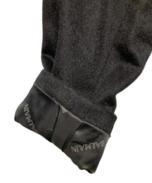 BALMAIN（バルマン）BALMAIN (バルマン) フォックスファー付カシミヤベルテッドコート ブラック サイズ:9の古着・服飾アイテム