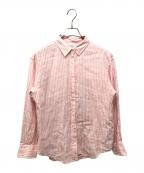 FRAMeWORKフレームワーク）の古着「フレンチリネンレギュラーカラーシャツ」｜ピンク×ホワイト