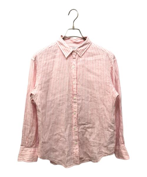 FRAMeWORK（フレームワーク）FRAMeWORK (フレームワーク) フレンチリネンレギュラーカラーシャツ ピンク×ホワイト サイズ:Free 未使用品の古着・服飾アイテム