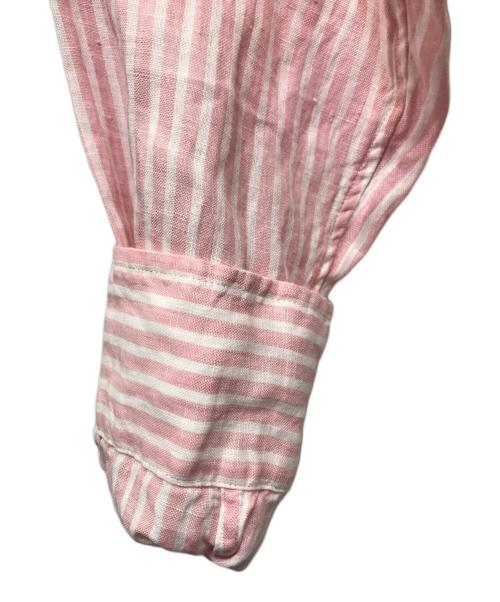 FRAMeWORK（フレームワーク）FRAMeWORK (フレームワーク) フレンチリネンレギュラーカラーシャツ ピンク×ホワイト サイズ:Free 未使用品の古着・服飾アイテム