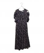 HER LIP TOハーリップトゥ）の古着「Marguerite Open Shoulder Dress」｜ネイビー×ピンク