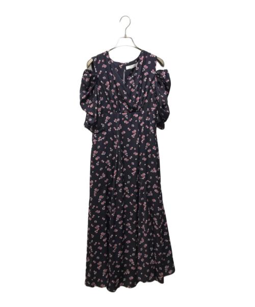 HER LIP TO（ハーリップトゥ）HER LIP TO (ハーリップトゥ) Marguerite Open Shoulder Dress ネイビー×ピンク サイズ:Mの古着・服飾アイテム