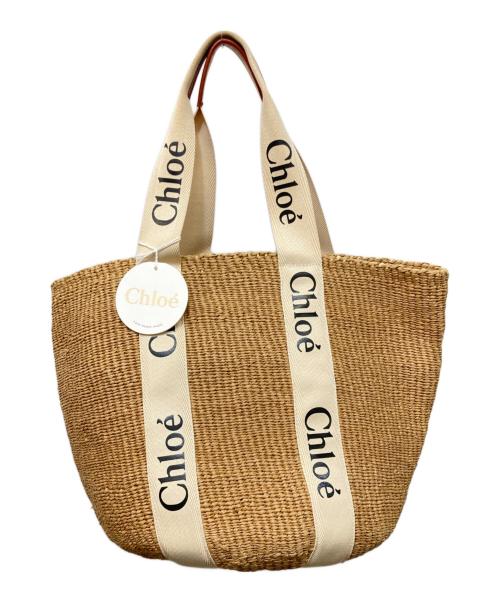 Chloe（クロエ）Chloe (クロエ) Woody ラージ バスケット トートバッグ ベージュ×ブラウンの古着・服飾アイテム
