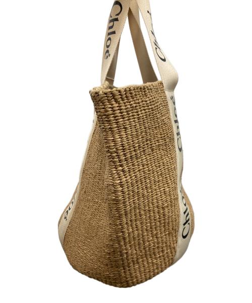 Chloe（クロエ）Chloe (クロエ) Woody ラージ バスケット トートバッグ ベージュ×ブラウンの古着・服飾アイテム