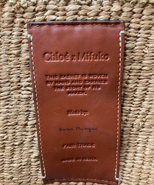 Chloe（クロエ）Chloe (クロエ) Woody ラージ バスケット トートバッグ ベージュ×ブラウンの古着・服飾アイテム