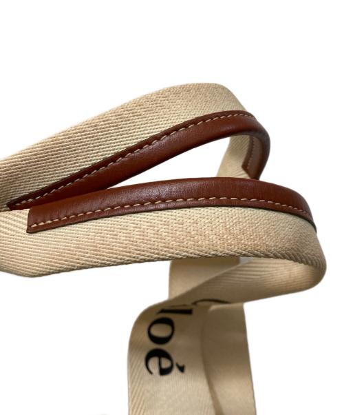 Chloe（クロエ）Chloe (クロエ) Woody ラージ バスケット トートバッグ ベージュ×ブラウンの古着・服飾アイテム