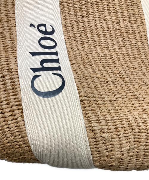 Chloe（クロエ）Chloe (クロエ) Woody ラージ バスケット トートバッグ ベージュ×ブラウンの古着・服飾アイテム