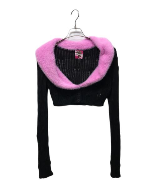 BLUMARINE by MARC JACOBS（ブルマリンバイマークジェイコブス）BLUMARINE by MARC JACOBS (ブルマリンバイマークジェイコブス) クロップドカーディガン ブラック サイズ:Lの古着・服飾アイテム