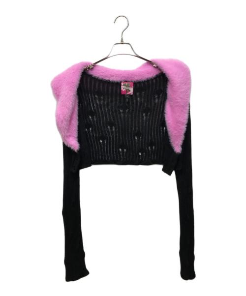 BLUMARINE by MARC JACOBS（ブルマリンバイマークジェイコブス）BLUMARINE by MARC JACOBS (ブルマリンバイマークジェイコブス) クロップドカーディガン ブラック サイズ:Lの古着・服飾アイテム