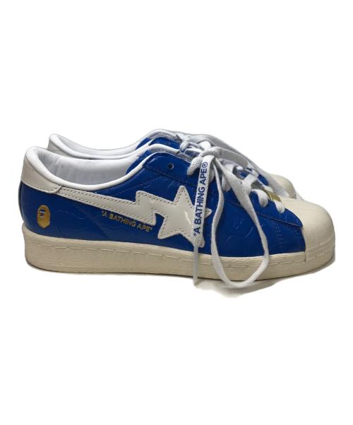 adidas（アディダス）adidas (アディダス) A BATHING APE (ア ベイシング エイプ) SUPERSTAR V BAPE ブルー サイズ:23.5の古着・服飾アイテム