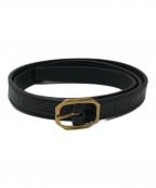 Saint Laurent Parisサンローランパリ）の古着「型押しナローベルト」｜ブラック×ゴールド