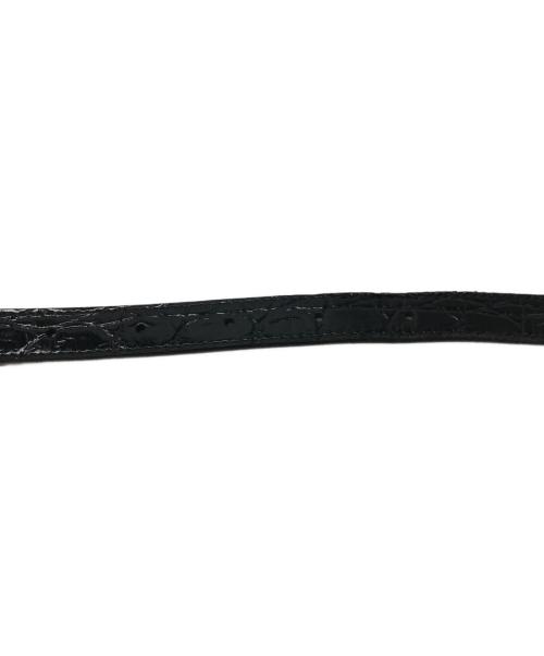 Saint Laurent Paris（サンローランパリ）Saint Laurent Paris (サンローランパリ) 型押しナローベルト ブラック×ゴールドの古着・服飾アイテム