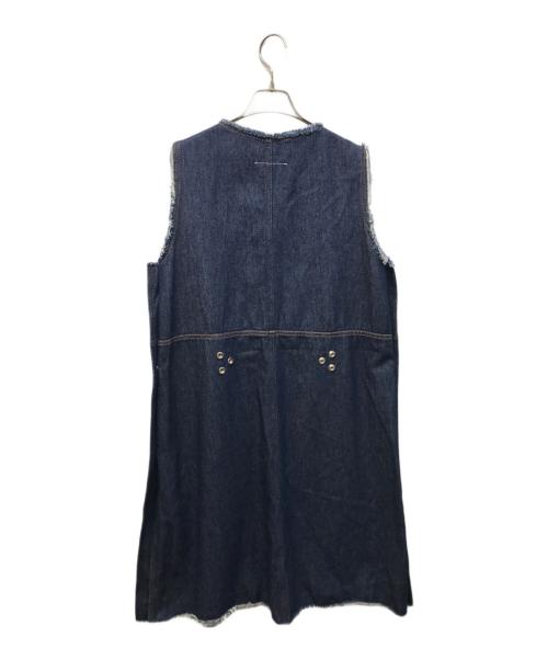 MM6 Maison Margiela（エムエムシックスメゾンマルジェラ）MM6 Maison Margiela (エムエムシックスメゾンマルジェラ) Vネックスナップデニムノースリーブワンピース インディゴ サイズ:40の古着・服飾アイテム