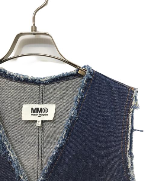 MM6 Maison Margiela（エムエムシックスメゾンマルジェラ）MM6 Maison Margiela (エムエムシックスメゾンマルジェラ) Vネックスナップデニムノースリーブワンピース インディゴ サイズ:40の古着・服飾アイテム