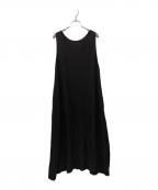 COMOLIコモリ）の古着「レーヨンノースリーブワンピース」｜ブラック