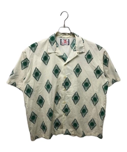 son of the cheese（（サノバチーズ））SON OF THE CHEESE (（サノバチーズ）) Emblem Aloha Shirt アイボリー×グリーン サイズ:XLの古着・服飾アイテム