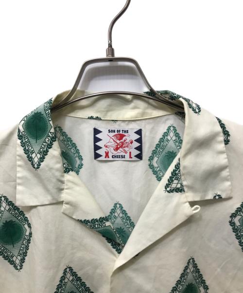 son of the cheese（（サノバチーズ））SON OF THE CHEESE (（サノバチーズ）) Emblem Aloha Shirt アイボリー×グリーン サイズ:XLの古着・服飾アイテム