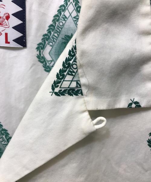 son of the cheese（（サノバチーズ））SON OF THE CHEESE (（サノバチーズ）) Emblem Aloha Shirt アイボリー×グリーン サイズ:XLの古着・服飾アイテム