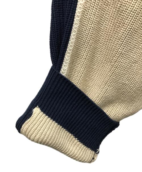 TASTE by Knit（テイストバイニット）TASTE by Knit (テイストバイニット) Knit embroidery sukajan ネイビー×ベージュ サイズ:Mの古着・服飾アイテム