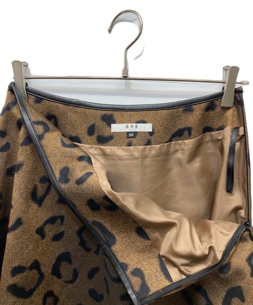SHE TOKYO（シートーキョー）SHE Tokyo (シートーキョー) Jenny leopard スカート ブラウン サイズ:36の古着・服飾アイテム