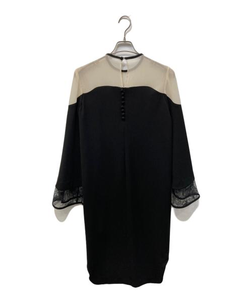 Mame Kurogouchi（マメクロゴウチ）mame kurogouchi (マメクロゴウチ) リバーレーススリーブIラインドレス ブラック×ベージュ サイズ:1の古着・服飾アイテム