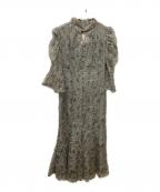 LeJaレジャ）の古着「スパンコール花柄パフスリーブマーメイドワンピース」｜グレー