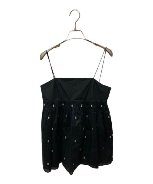 ne quittez pas（ヌキテパ）ne quittez pas (ヌキテパ) TOMORROW LAND (トゥモローランド) BLACK POPLIN ORGANZE キャミソール ブラック サイズ:FREEの古着・服飾アイテム